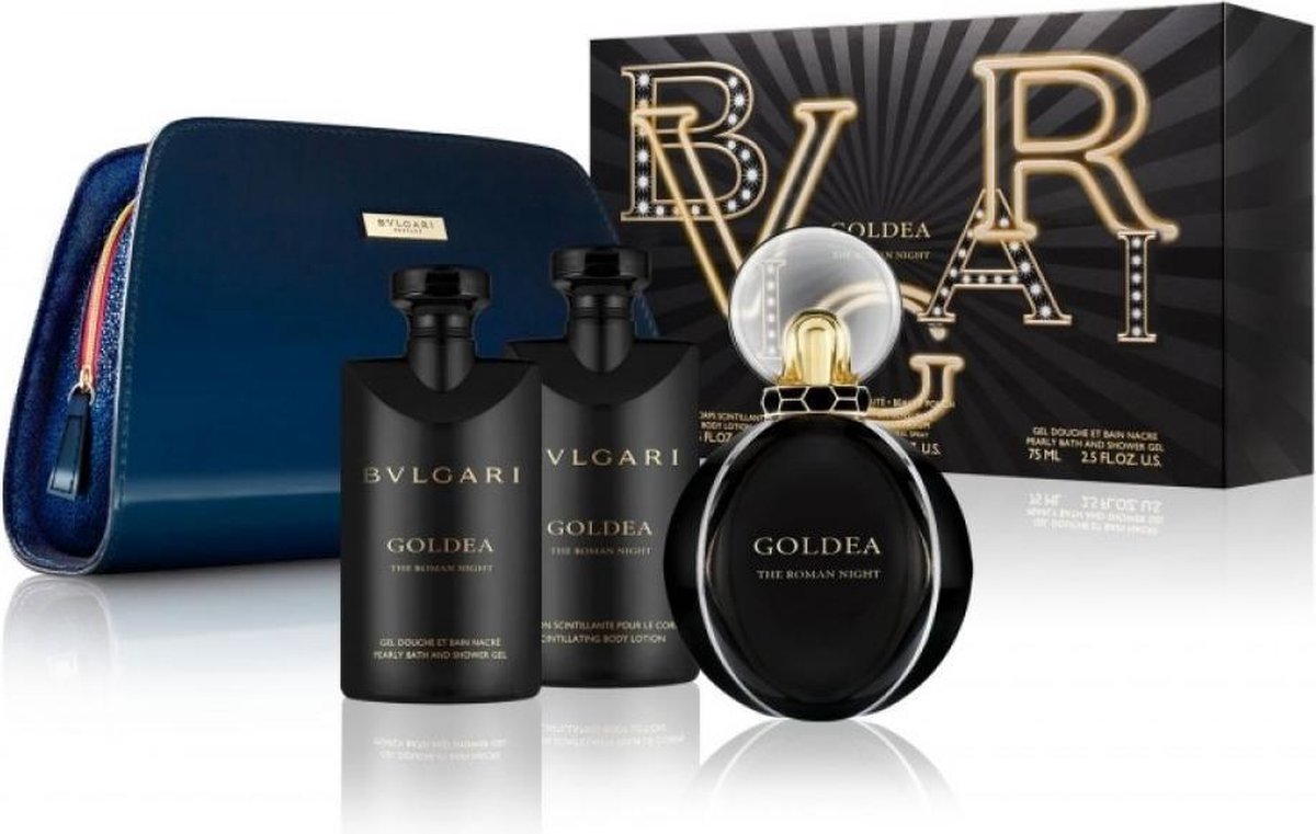 Bvlgari Goldea The Roman Night - 75 ml eau de parfum spray + 75 ml showergel + 75 ml bodylotion + toilettas - cadeauset voor dames