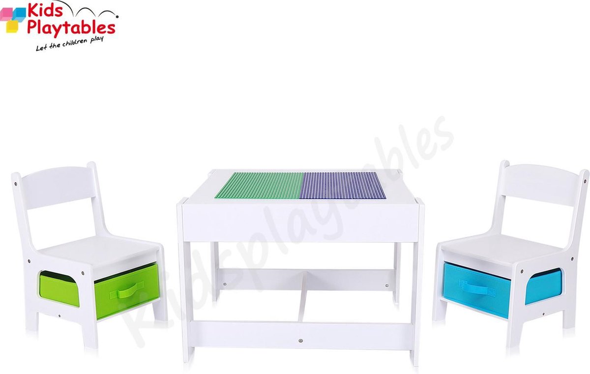 Speeltafel Vierkant geschikt voor LEGO® - Kindertafel en stoeltjes - Kleurtafel / activiteitentafel/ knutseltafel / tekentafel