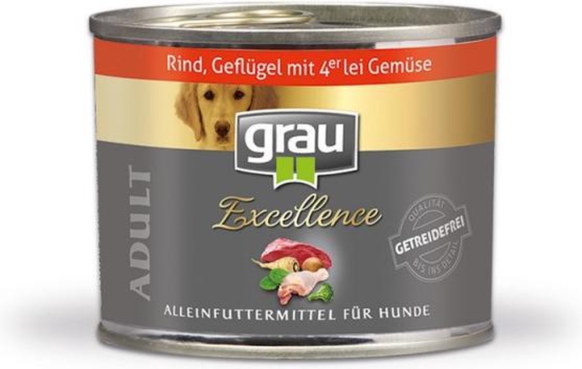 Grau Blikvoer hond  excellence puur rund 6x 200 gr