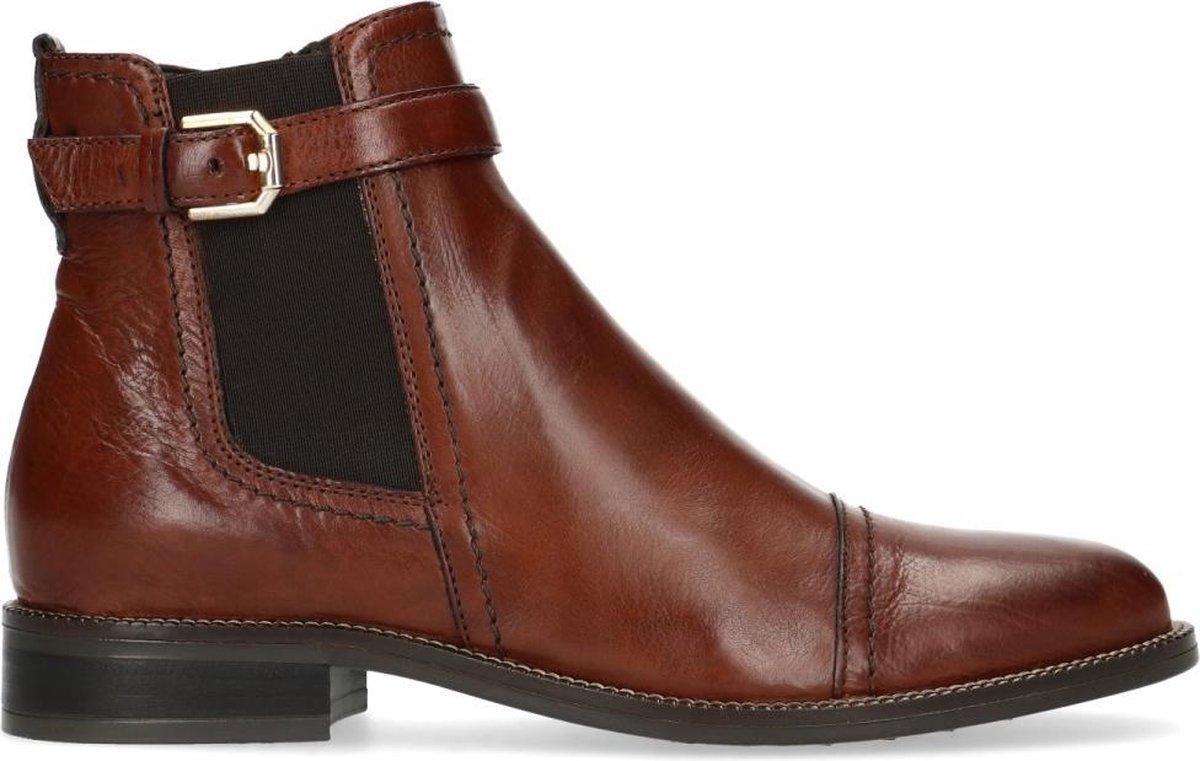 Manfield - Dames - Cognac chelsea boots met gespje - Maat 37