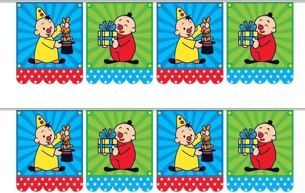 Set van 2x stuks bumba thema verjaardag vlaggenlijn 6 meter - Feestartikelen vlaggetjes - Kinderverjaardag