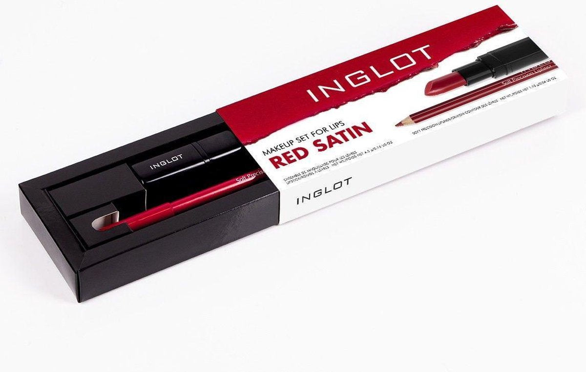 Red Satin Make up set for Lips - cadeauset Lips