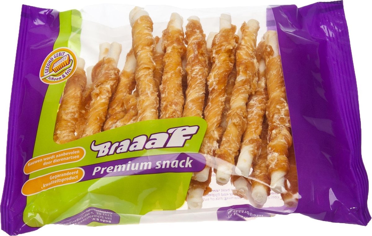 Braaaf Roll Sticks Hondensnack - Kip - 12