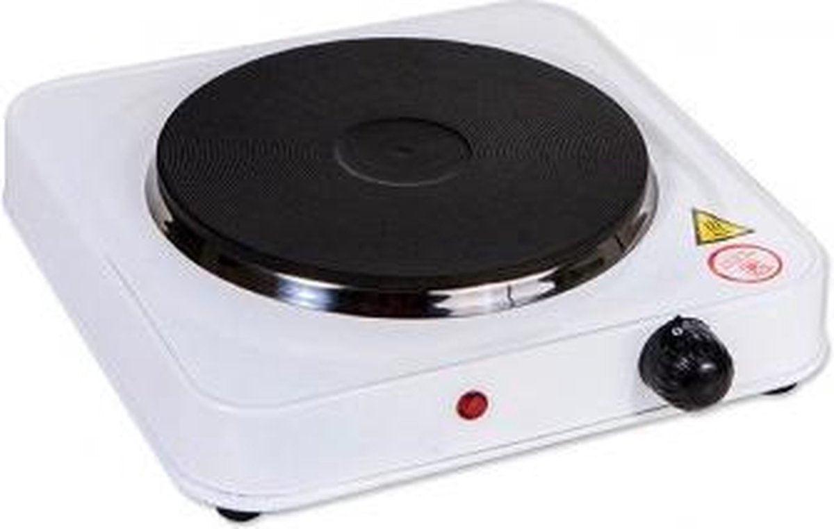 Electrische Kookplaat Enkel - Kookplaat - Warmhoudplaat - 1000 W - 23 x 23 x 7 cm - Wit - Luxe - 1 Kookzone - 1 Pits