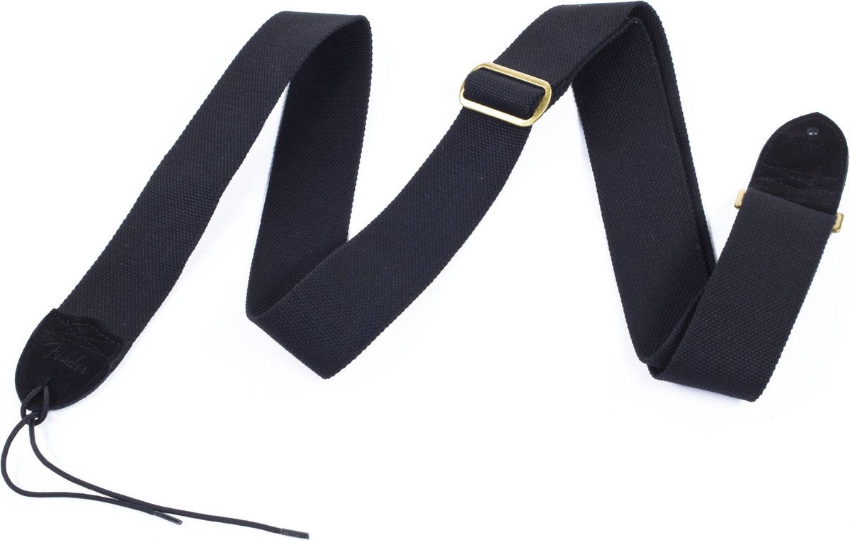 Fender Cotton Leather Strap Black gitaarband