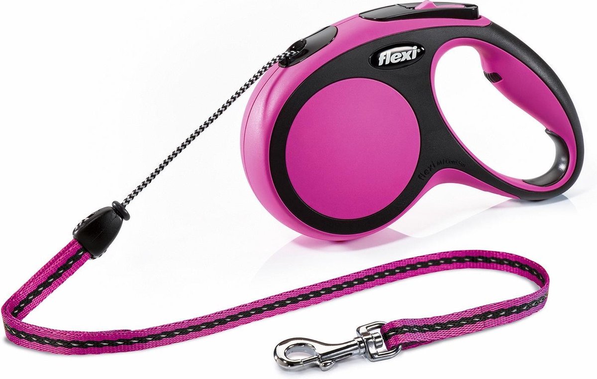 Flexi New Comfort Koord - Hondenriem - Roze - M - 5 m - (<20 kg)