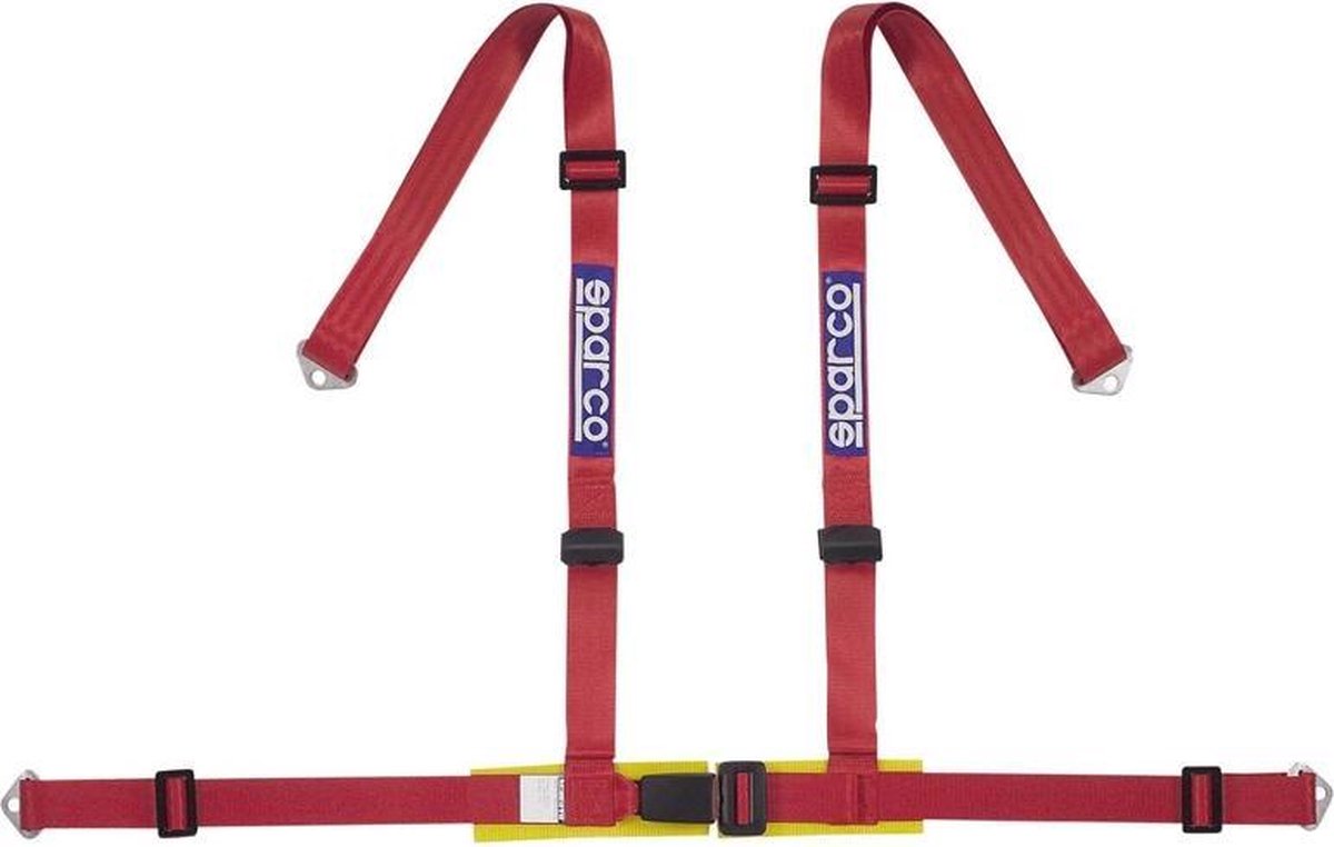 Sparco 4-Punts Sportgordel - Rood - incl. Bekkenbeschermer & Schroefbevestiging (E-Keur)