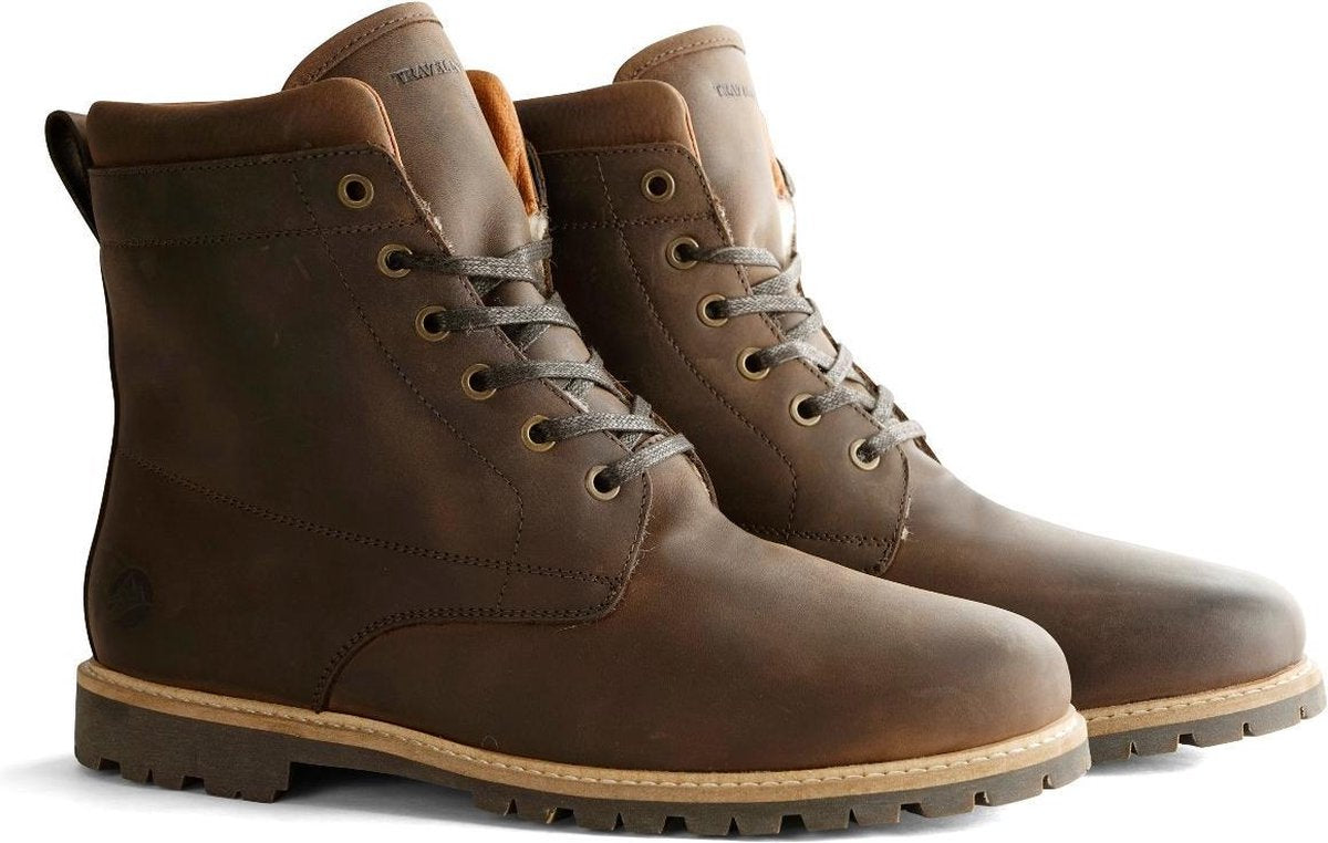 Travelin Esbjerg Heren Veterboots - Vibram zool - Donkerbruin<br />  Leer - Maat 40
