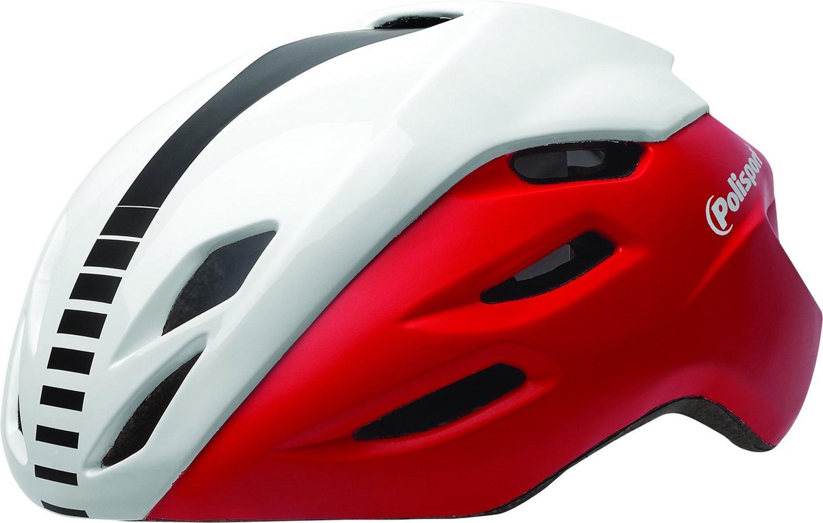 Polisport helm Aero Road mat rood/glans wit/zwart M 55-58cm