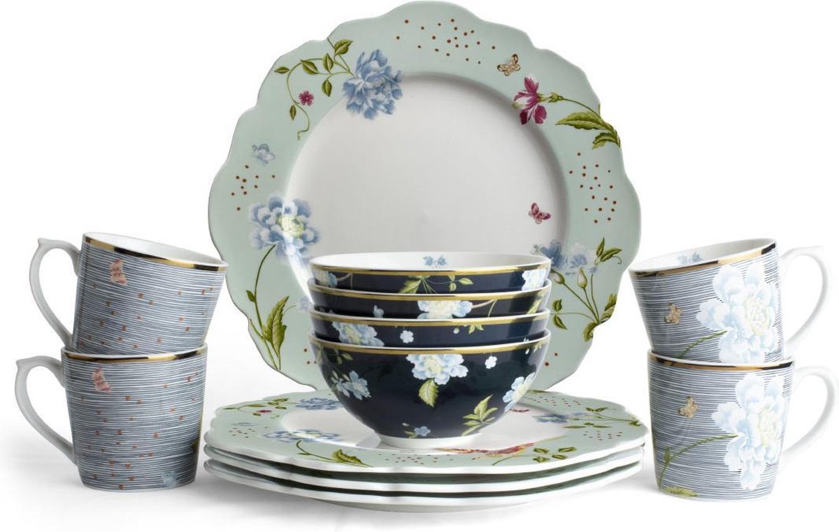 Laura Ashley Heritage Collectables Serviesset 12 delig - 4 persoons