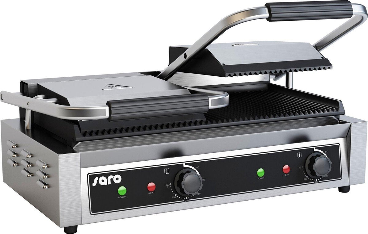 SARO Professionele Contactgrill Model PG 2 - Dubbel - Gegroefd