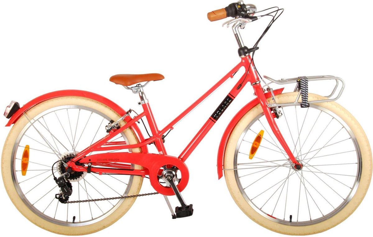 Volare Melody Kinderfiets - Meisjes - 24 inch - Pastel Rood - 6 speed - Prime Collection