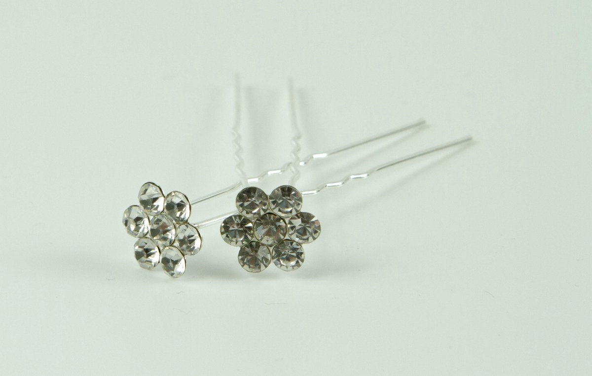 Haarpinnen bloem van 7 strass points