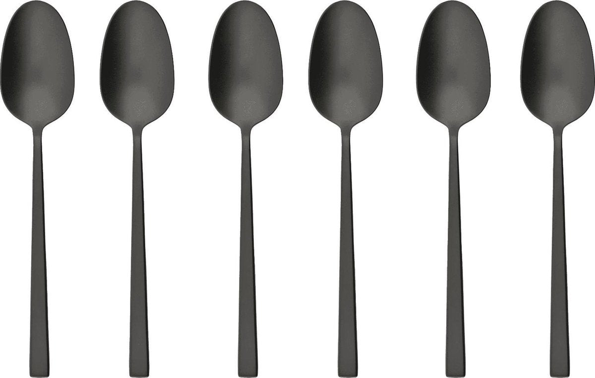 Sambonet ® - Rock  - Espressolepels - Koffielepels - Minilepels - Ook geschikt voor gebak - Vaatwasserbestendig - Edelstaal - Zwart