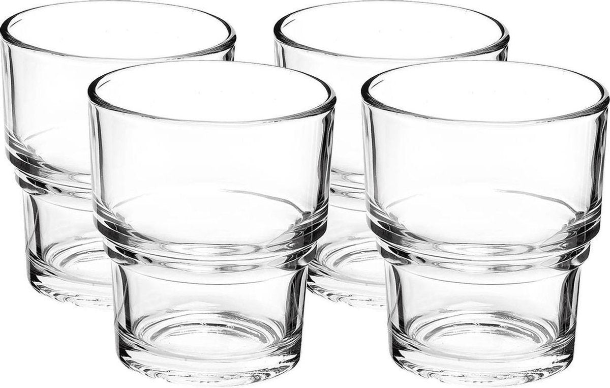 12x Drinkglazen/waterglazen Bistro transparant 210 ml - Koffie/thee glazen Bistro 210 ml