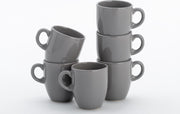 Lite-Body Hermes Koffie beker 20 cl - Set van 6 stuks - Aardewerk - Grijs