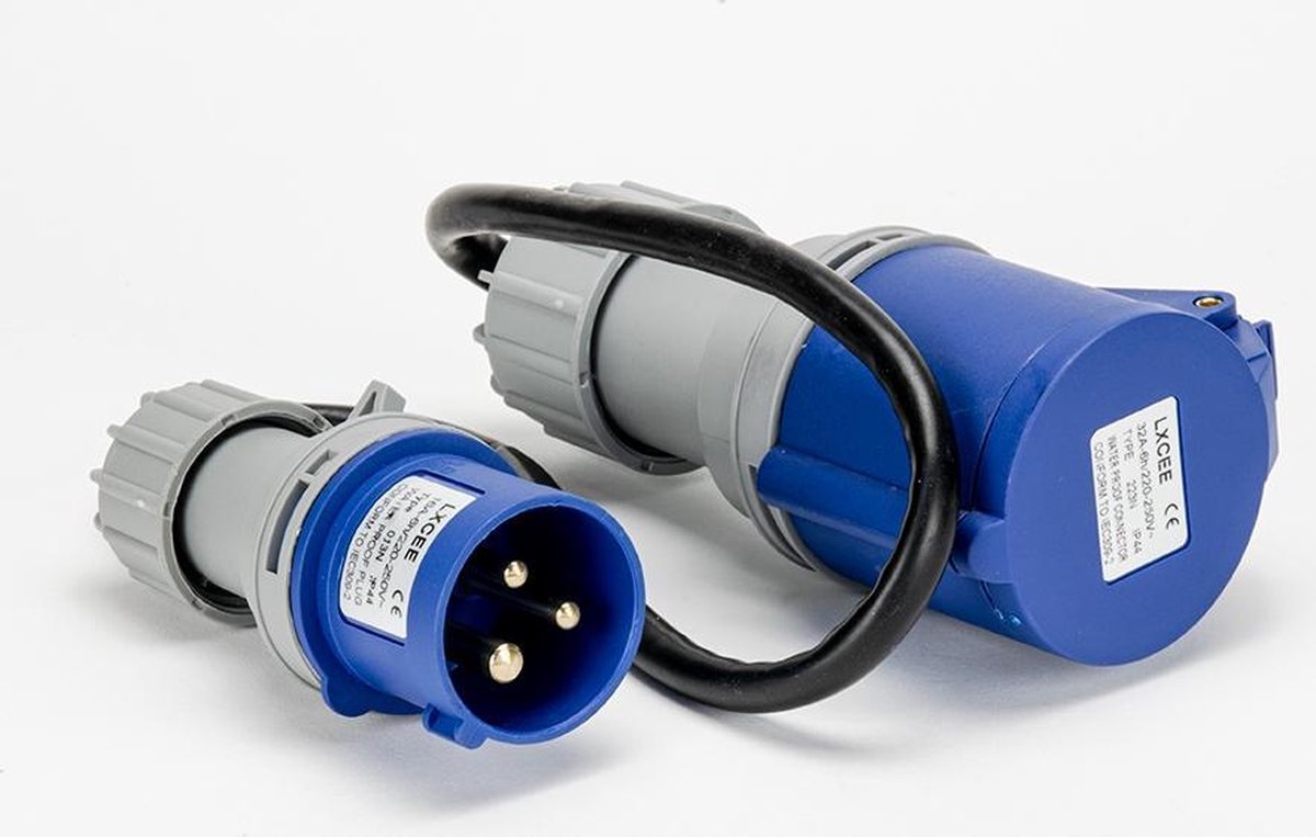 Soolutions CEE blauw 32A (m) to CEE blauw 16A (v)