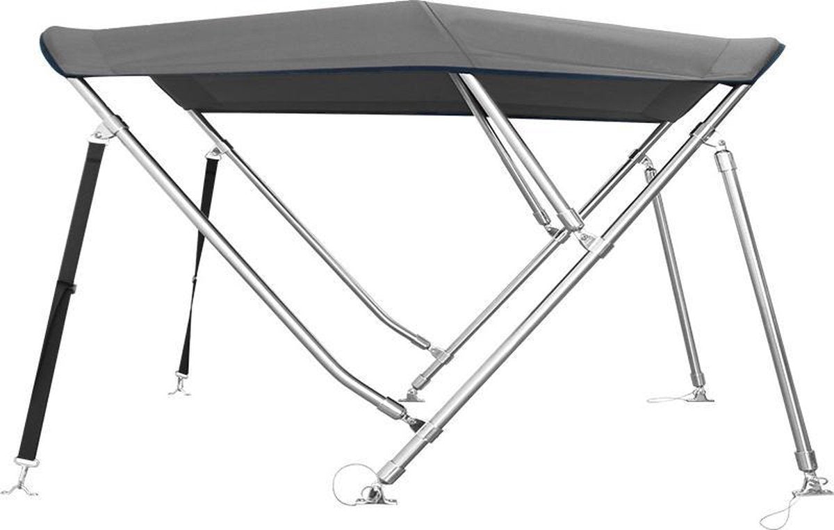 3 Boog RVS Biminitop Zonnetent H117 cm GRIJS Breedte 231-243 cm