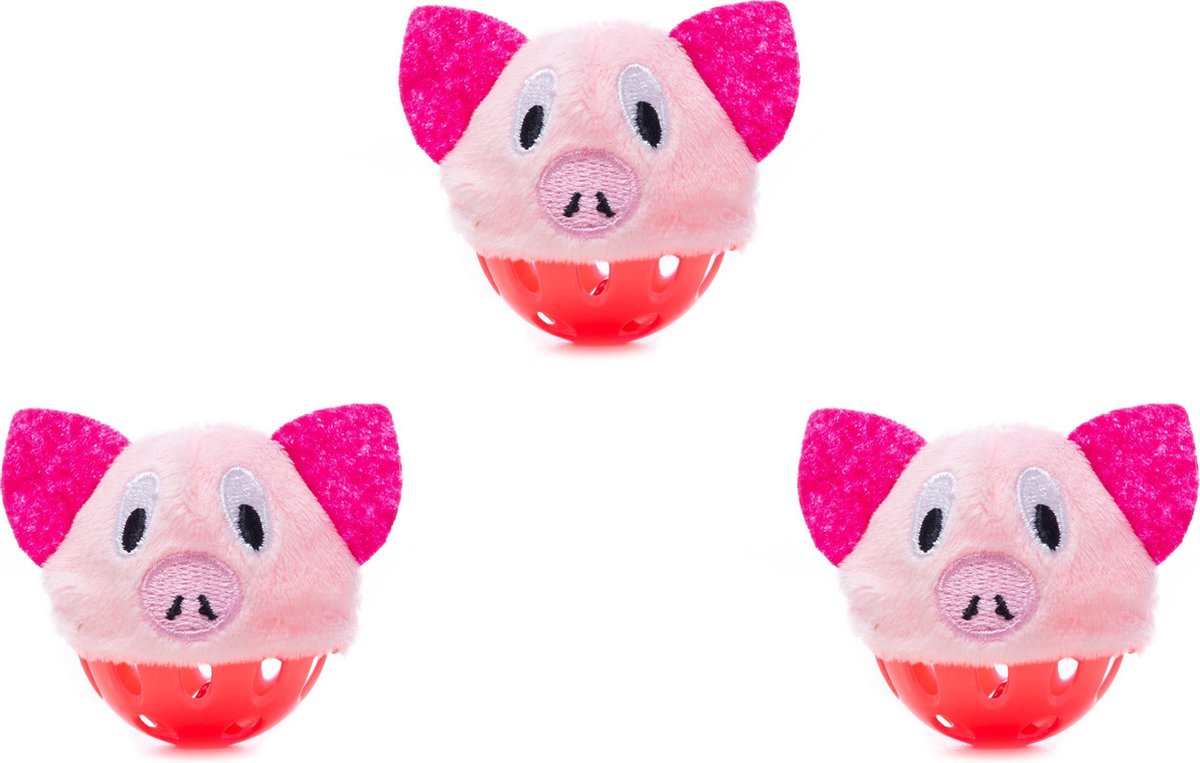 Pepets© Biggetjes Ballen (3 stuks) - Kattenspeeltjes - Kattenspeelgoed - Speelgoed voor Katten - Kat Speeltje Bal - Kitten Speeltjes Balletjes - 2 muisjes GRATIS