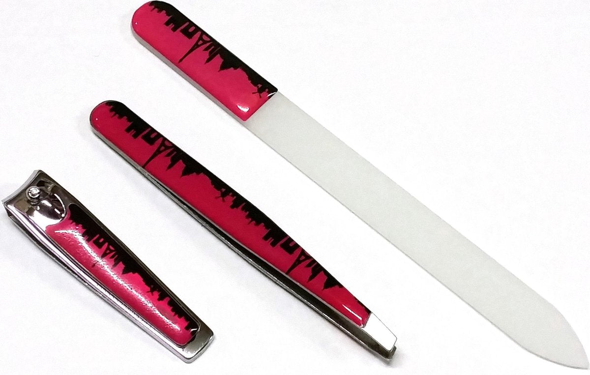 Contour Paris 3-delige Manicure-Epileerset (Nagelknipper-Pincet schuin-Manicureglasvijl)