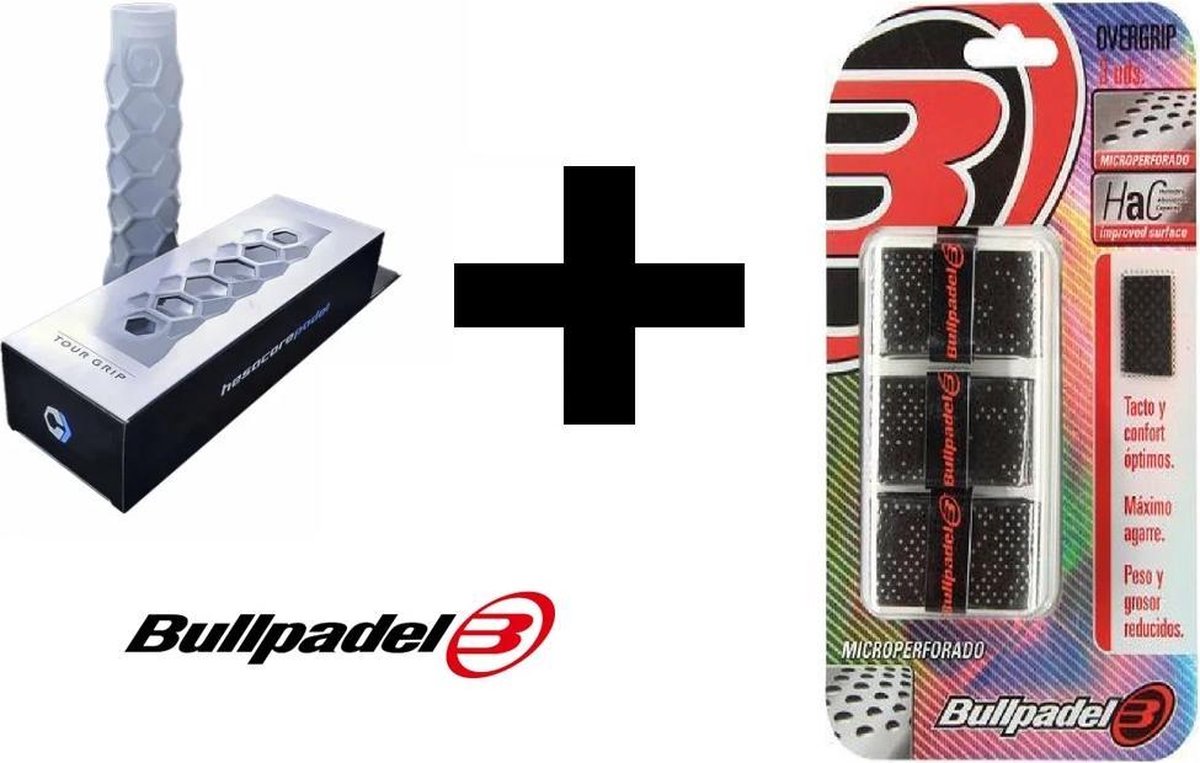 Bullpadel Hesacore Tourgrip + 3 * Bullpadel overgrip zwart