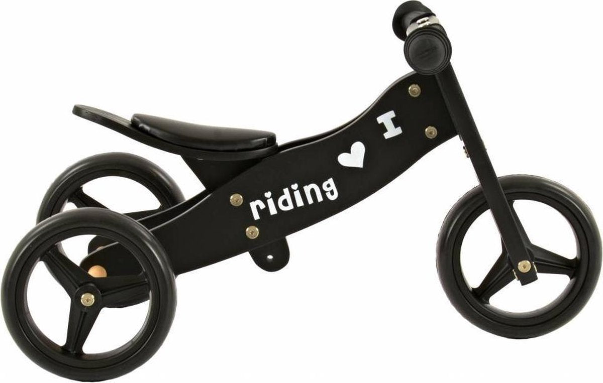 2Cycle 2 in 1 Loopfiets/Driewieler - Hout - Zwart