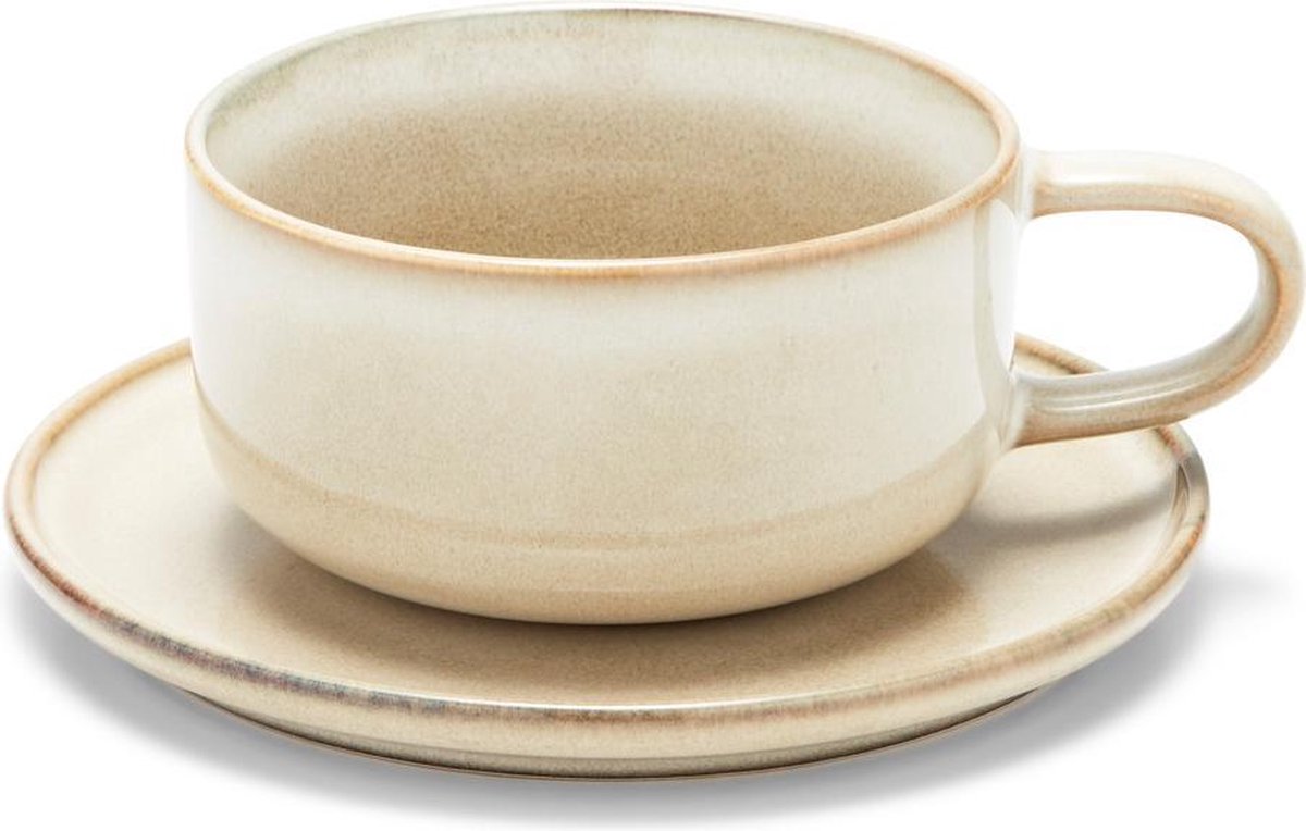 S&P - RELIC - kop en schotel - 260ml - naturel - (set/4)