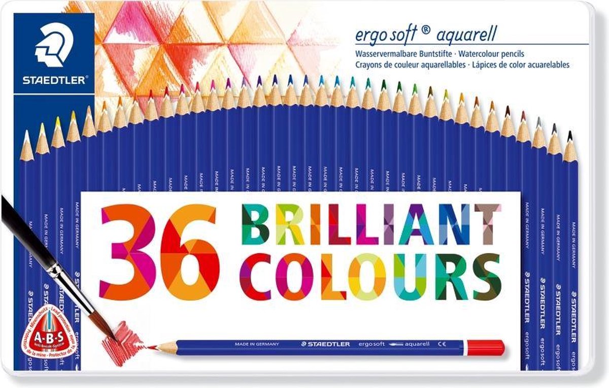 ergosoft aquarell kleurpotlood - met. etui 36 st