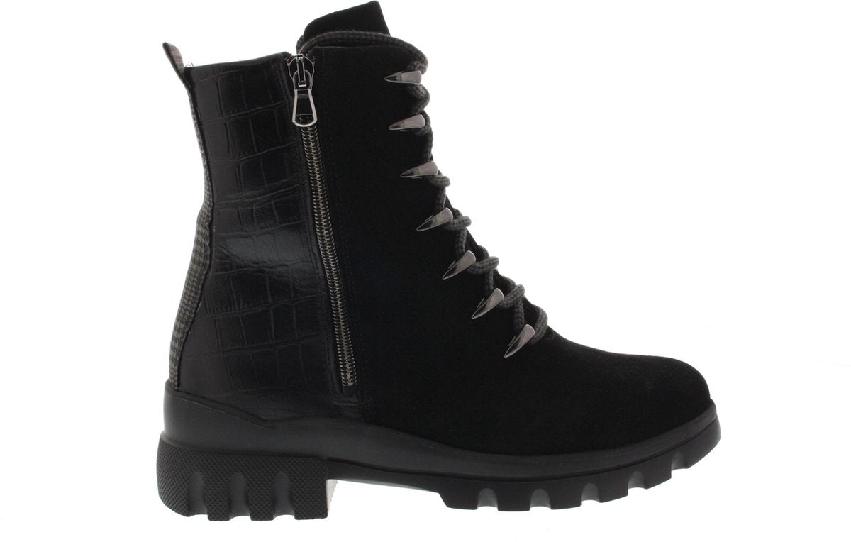 Dames Veterboots Waldlaufer 780802-200-001 Megan Zwart - Maat 4½