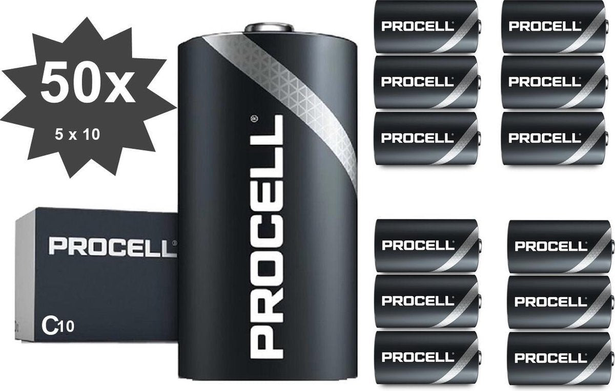 PROCELL  C/LR14 alkalinebatterij - 50 Stuks (5 pakjes a 10st) -