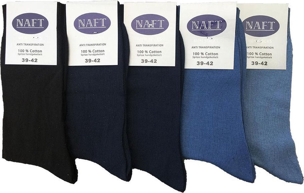 Naft 100% katoenen heren sokken 10 paar jeans assorti kleuren maat 39/42