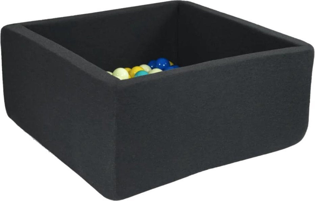 Vierkante Ballenbad 130x130x50  Grafiet - Ballenbad baby - Ballenbad vierkant - Ballenbad Misioo - Ballenbak baby - Ballenbak - Luxe ballenbak voor kinderen - Luxe ballenbad voor kinderen - Ballenbad