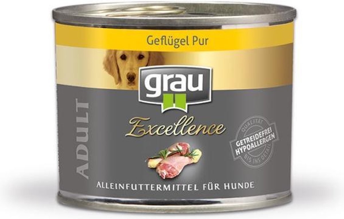 Grau Blikvoer hond exellence  puur gevogelte 6x 200gr