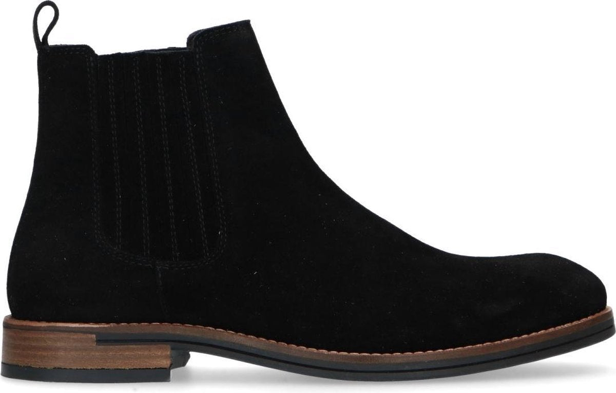 Manfield - Heren - Zwarte suède chelsea boots - Maat 42