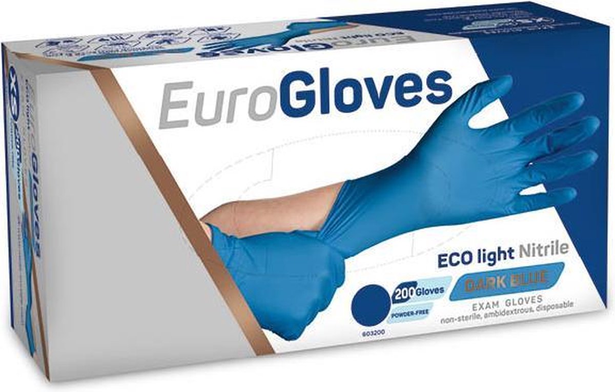 EuroGloves ECO light Nitrile 200 stuks DARK BLUE