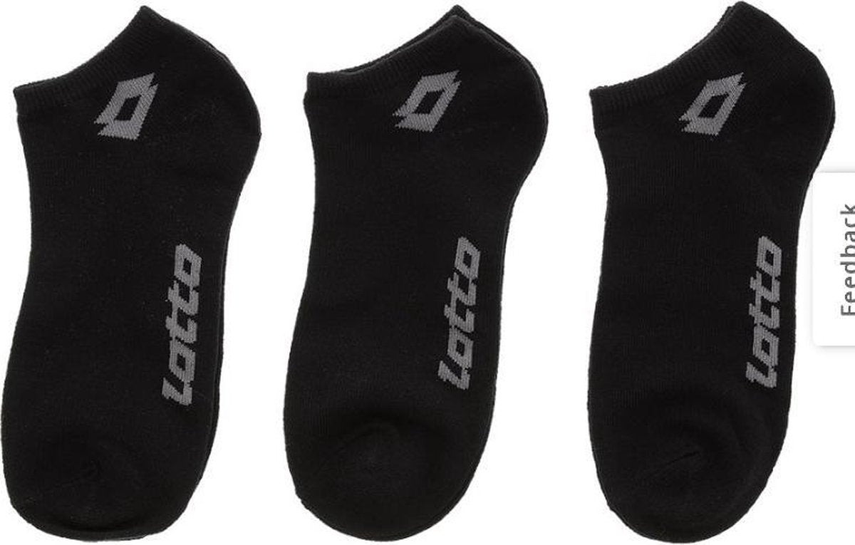 18 paar Zwarte LOTTO Sneakersokken Unisex Maat 35 -38 BULK VOORDEEL!!!