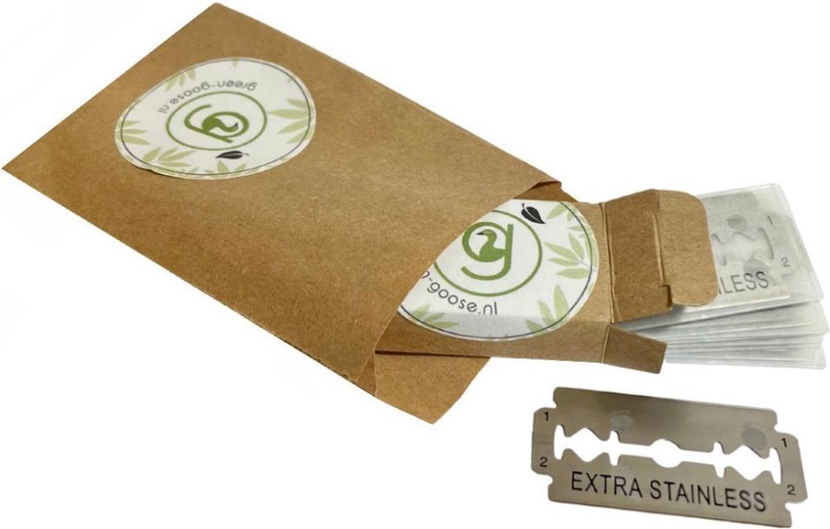 green-goose® Scheermesjes | 100 Stuks | voor Klassiek Scheren | Open Scheermes | Navulmesjes | Duurzaam Verpakt | Double Edge Blades