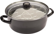 Baumalu Emaille Frituurpan met Glazen Deksel & Korf - Ø 20cm - Zwart