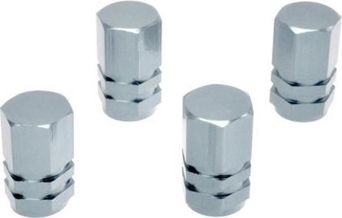 Automax - Ventieldopje - Zilver -4 stuks - 6 hoekig