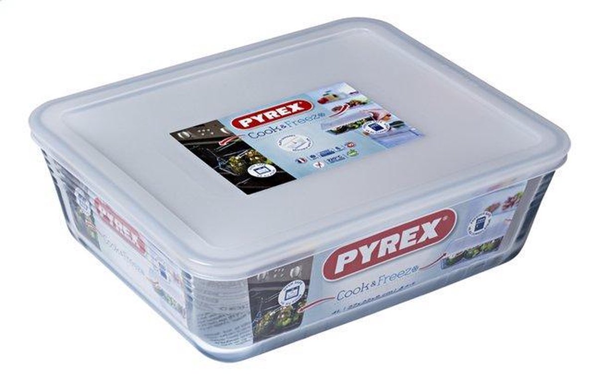 Pyrex - Cook & Freeze - Ovenschaal Met Deksel - Set van 4 Stuks - Glas