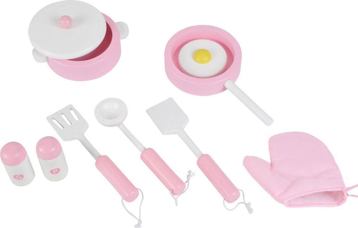 Houten kookset - 10 delig - Roze