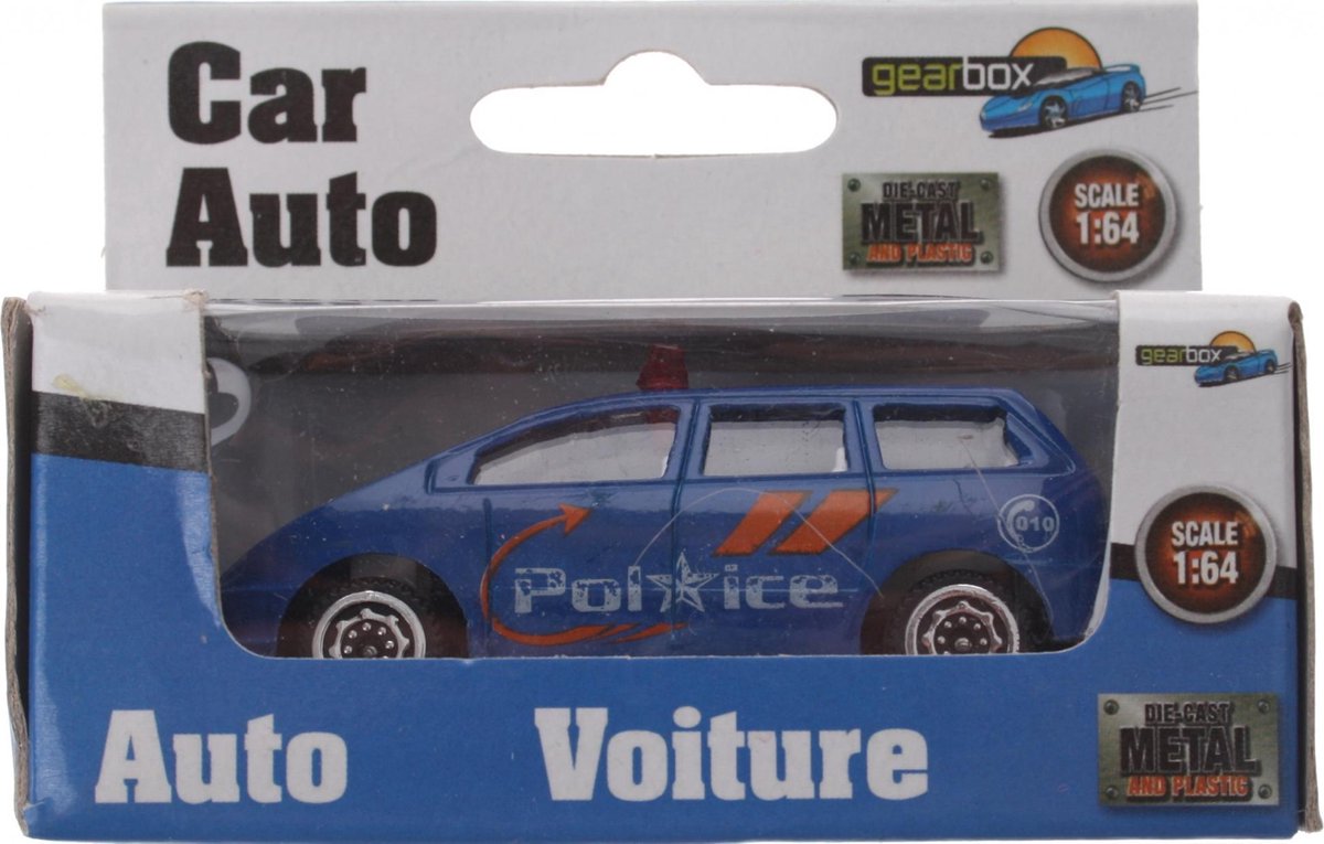 Gearbox Voertuig Politieauto Blauw Staal 8 Cm