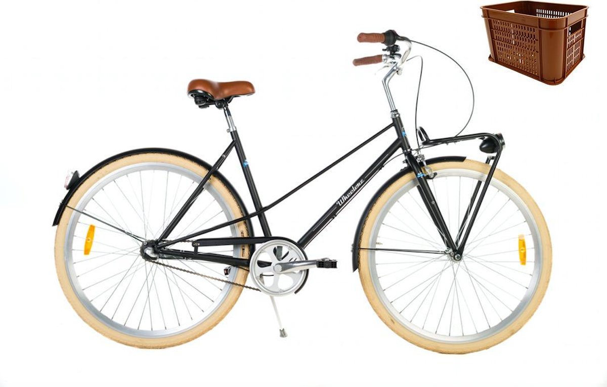Wheelerz fiets ‘Elite’ 28 inch matzwart | inclusief krat
