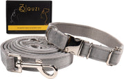 Quzi® Hondenriem Set Halsband met Looplijn voor Kleine Honden-Leiband Puppy´s-2m-Grijs-Incl. e-book