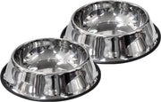 scarlet pet | Hondenbak "Bowl" met antislipbescherming; roestvrij staal met rubberen rand; voor water of voer; in verschillende maten; enkel of paarsgewijs. Roestvrij Staal 2 22 cm