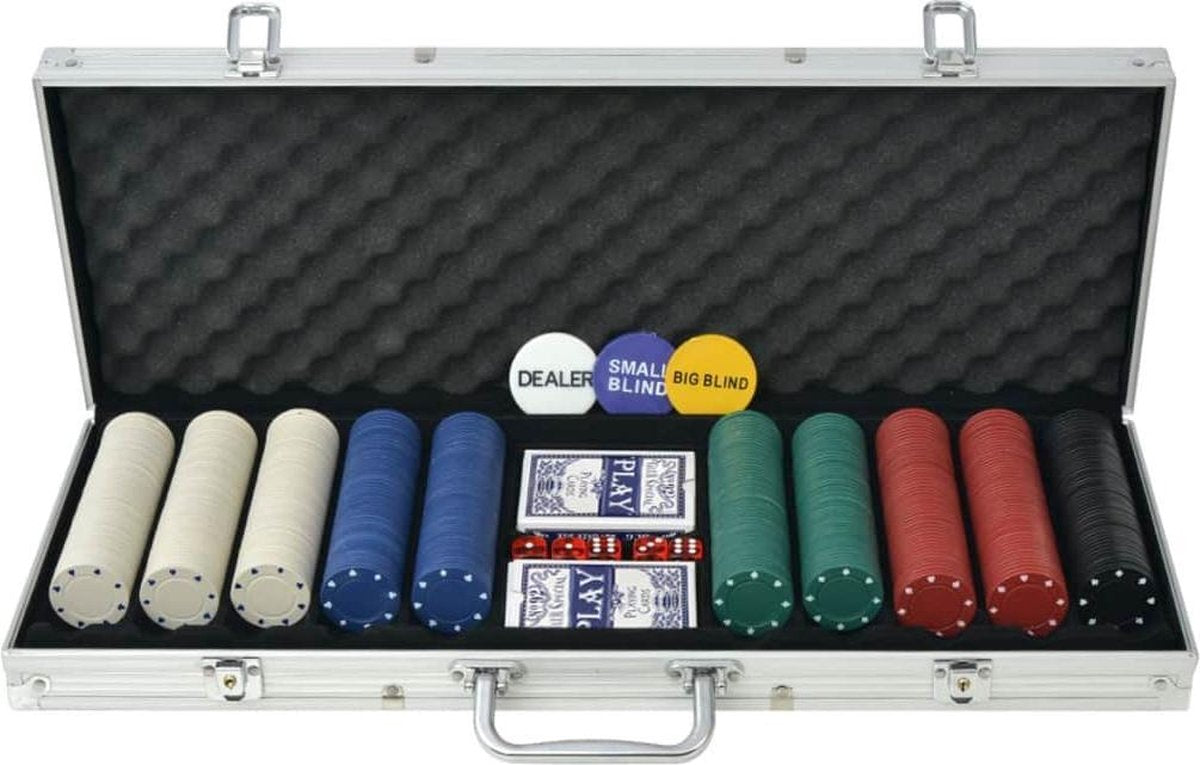 vidaXL Pokerset met 500 chips aluminium
