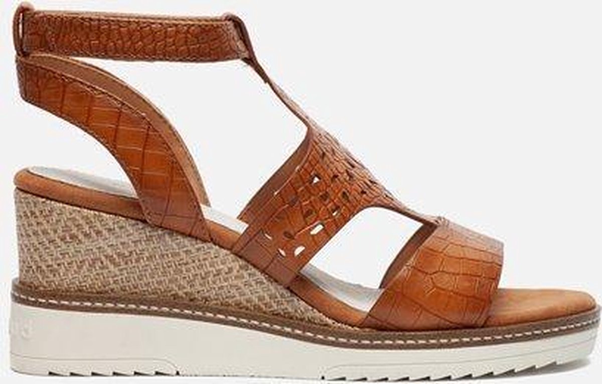 Bugatti Esra Evo sandalen met sleehak cognac - Maat 40