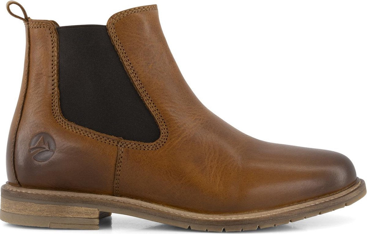 Travelin' Macau - Leren Chelsea schoen - Dames enkellaars - Cognac Bruin Leer - Maat 42