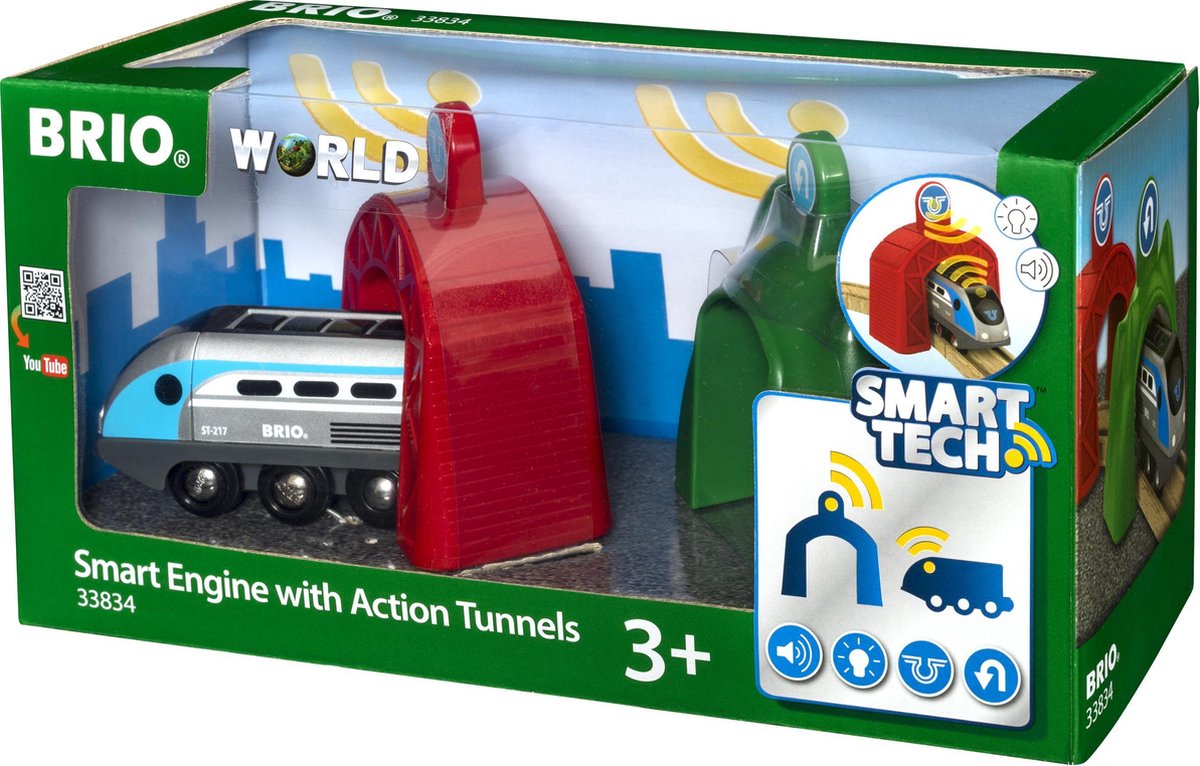 BRIO Smart Tech Engine - Locomotief met 2 Actietunnels - 33834