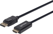 Manhattan HDMI Aansluitkabel 180.00 cm 152679 Zwart [1x DisplayPort stekker - 1x HDMI-stekker]